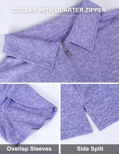 Womens Golf Polo Shirts 1/4 Zip Up Overlap Short Sleeve Quick Dry Workout Tops