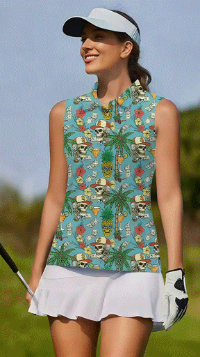 Halloween Women's Casual Sports Simple Graphic Sleeveless Polo Shirt UPF50+