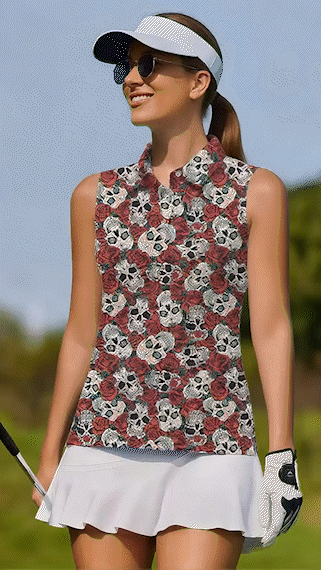 Halloween Women's Casual Sports Simple Graphic Sleeveless Polo Shirt UPF50+