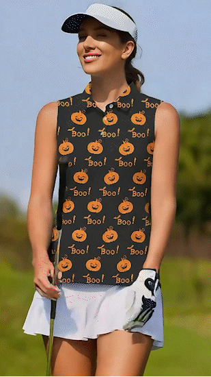 Halloween Women's Casual Sports Simple Graphic Sleeveless Polo Shirt UPF50+
