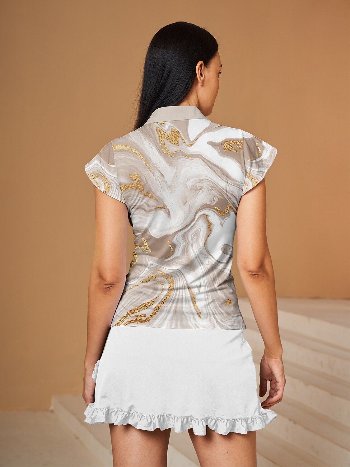 Fungolfs Inked Skins Ruffle Sleeve Polo Top UPF50+