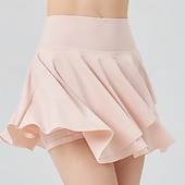 US Open Women's Solid Colored Tennis Skirts with Shorts Layered UPF50+ Moisture Wicking Tennis Golf Pickleball Black White Yellow Tennis Clothing