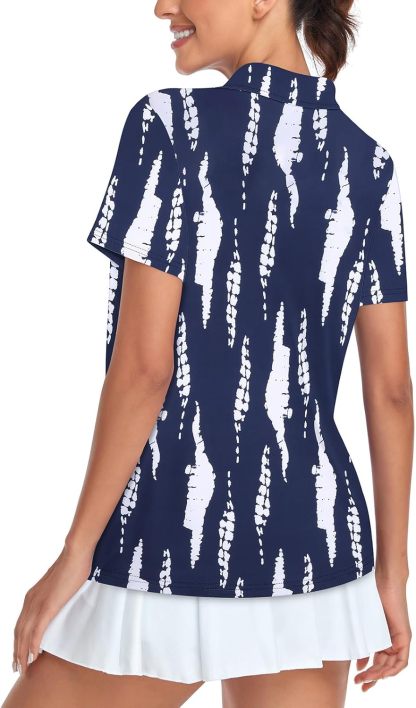 Women's Golf Polo Shirts Short Sleeve Quarter Zip Pullover Moisture Wicking Workout Tops