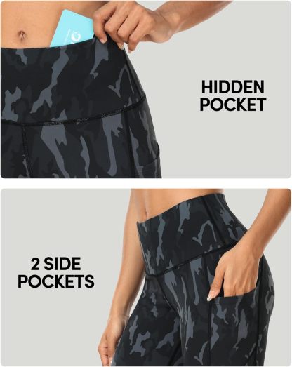 IUGA Biker Shorts Women 6" Tummy Control Workout Shorts Women with Pockets High Waisted Yoga Running Gym Spandex Compression