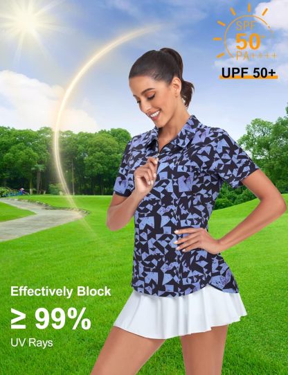 Women's Golf Polo Shirts Short Sleeve Quarter Zip Pullover Moisture Wicking Workout Tops