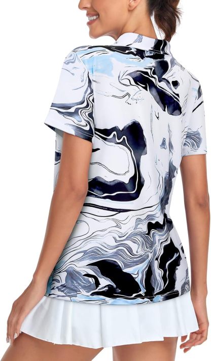 Women's Golf Polo Shirts Short Sleeve Quarter Zip Pullover Moisture Wicking Workout Tops