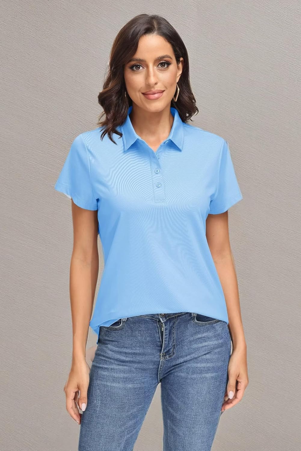 Women's Polo Shirts UPF 50+ Sun Protection 4 Buttons Casual Work Quick Dry Short Sleeve Collared Golf Shirt