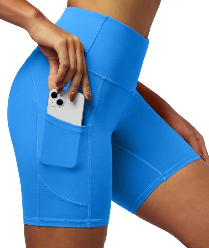 IUGA Biker Shorts Women 6" Tummy Control Workout Shorts Women with Pockets High Waisted Yoga Running Gym Spandex Compression