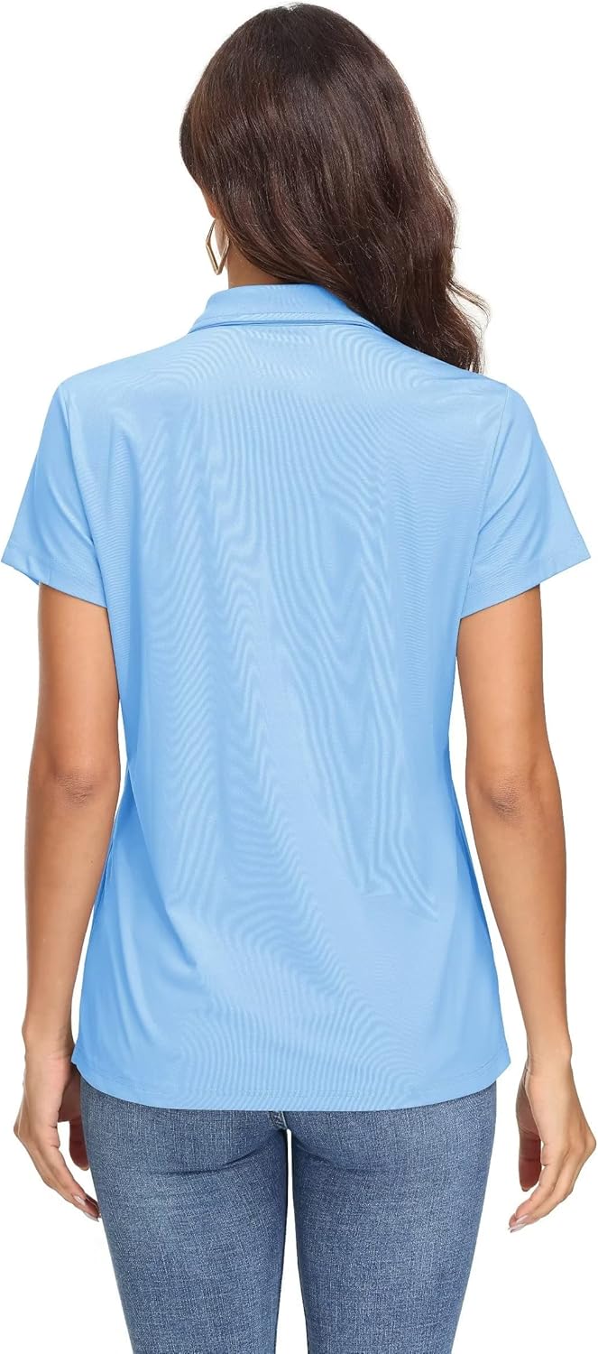 Women's Polo Shirts UPF 50+ Sun Protection 4 Buttons Casual Work Quick Dry Short Sleeve Collared Golf Shirt