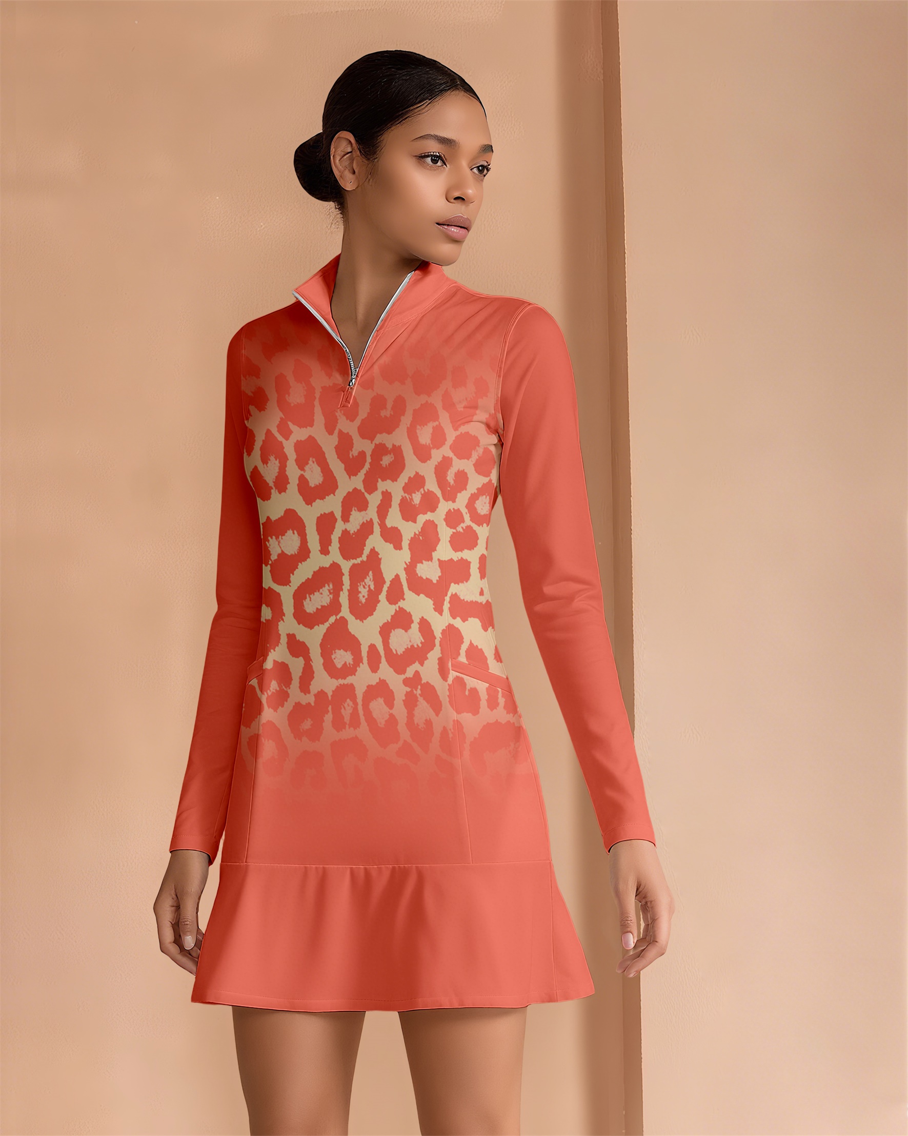 Fungolfs Stylish And Elegant Golf Long-Sleeved Dress With Pockets 0025