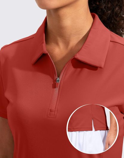 Women's Golf Shirt Short Sleeve with Zip Up Quick Dry Stretch Tennis Collared Polo Shirts for Women Golf Clothes