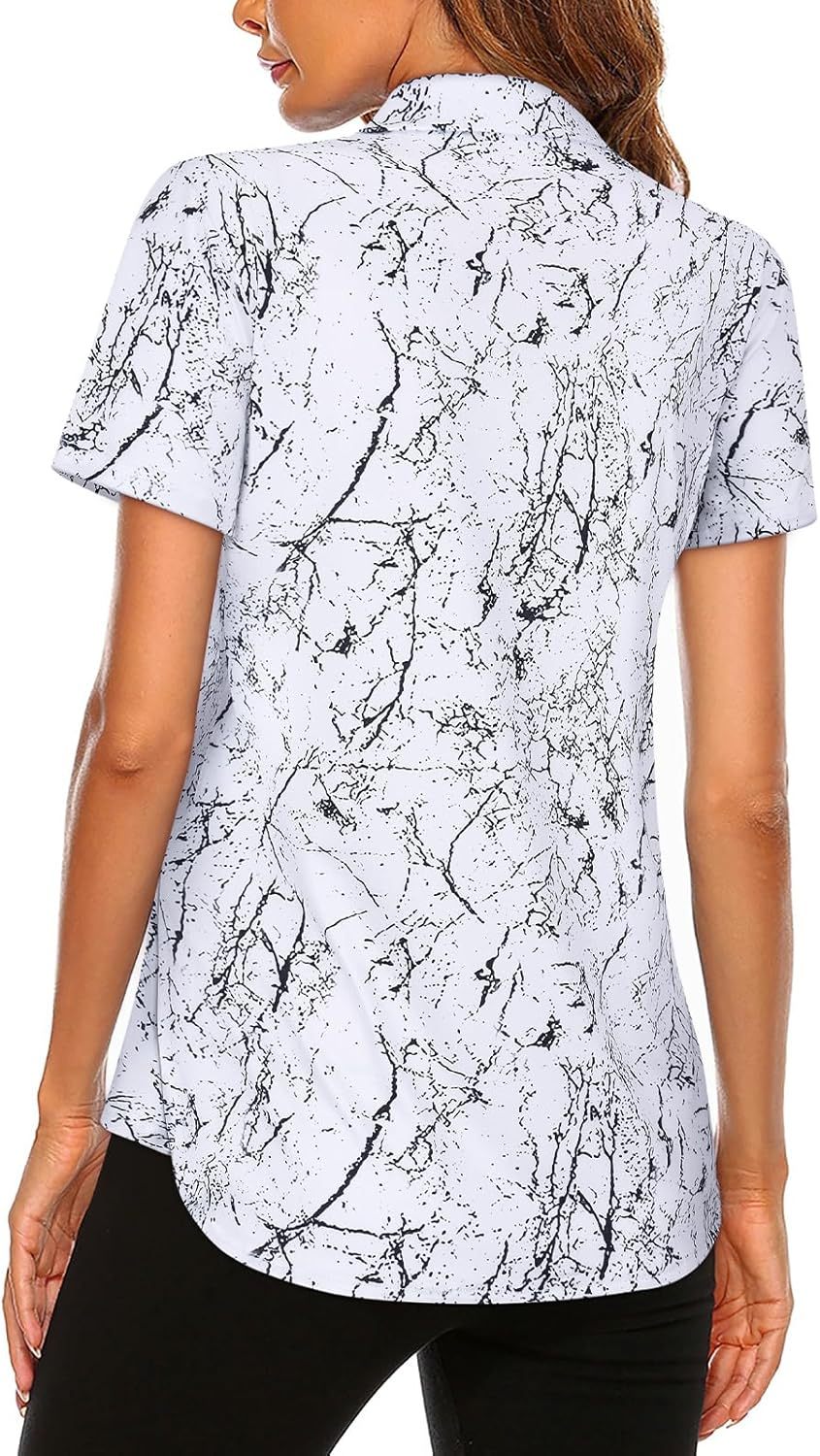 Women's Long Sleeve Golf Tennis Polo Shirts UPF50+ Half Zip Dry Fit Workout Tops Athletic Shirt