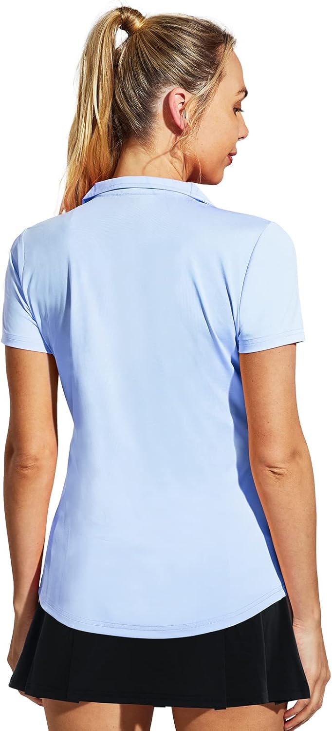 Women's Golf Polo Shirts Collared V Neck Short Sleeve Tennis Shirt, Dry Fit, Moisture Wicking