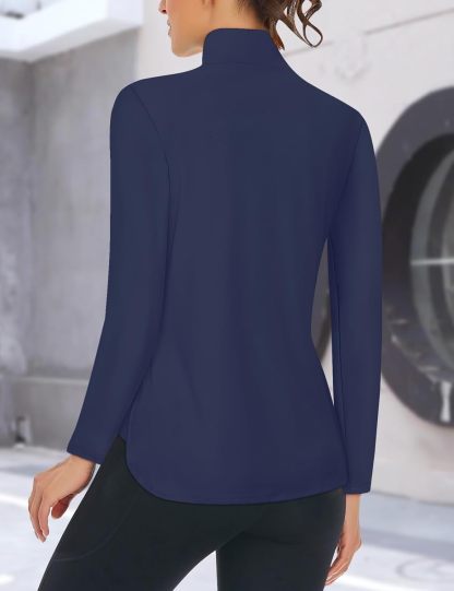 Women's Long Sleeve Golf Tennis Polo Shirts UPF50+ Half Zip Dry Fit Workout Tops Athletic Shirt