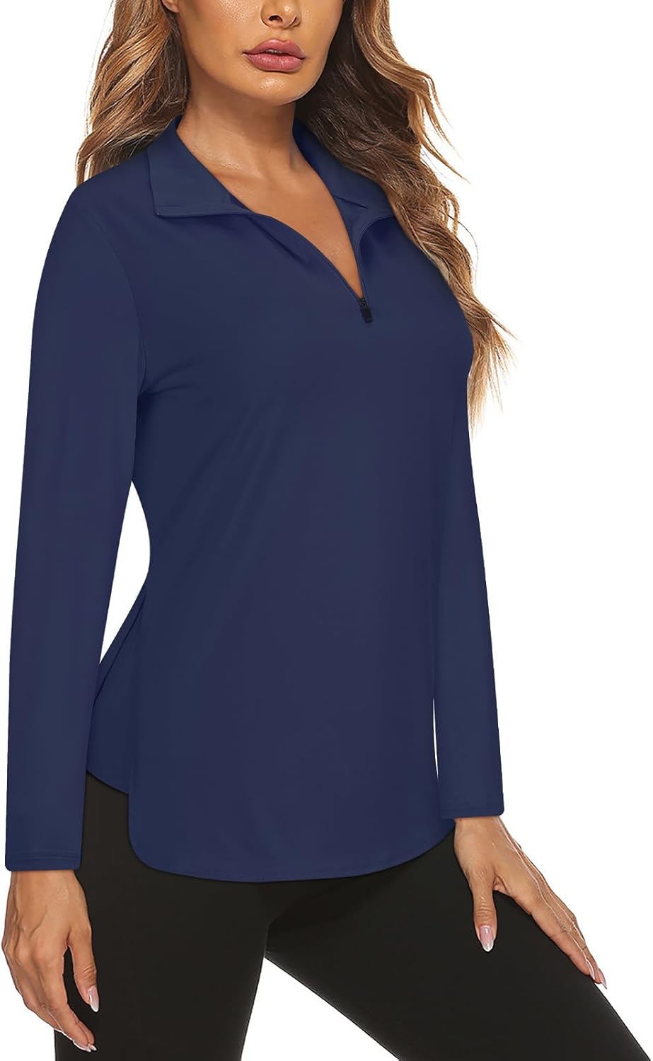 Women's Long Sleeve Golf Tennis Polo Shirts UPF50+ Half Zip Dry Fit Workout Tops Athletic Shirt