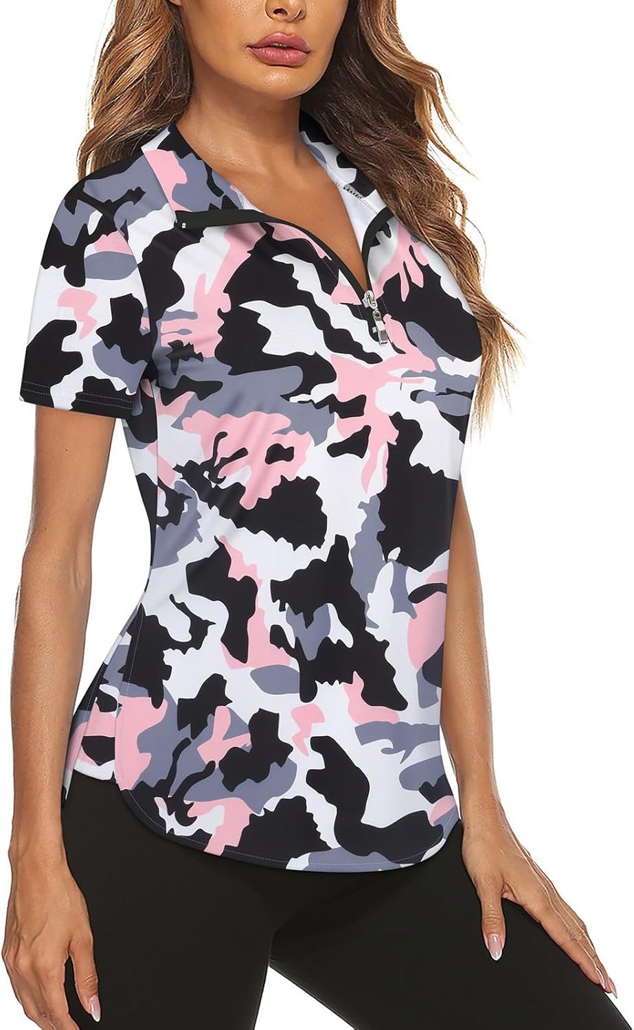 Women's Long Sleeve Golf Tennis Polo Shirts UPF50+ Half Zip Dry Fit Workout Tops Athletic Shirt