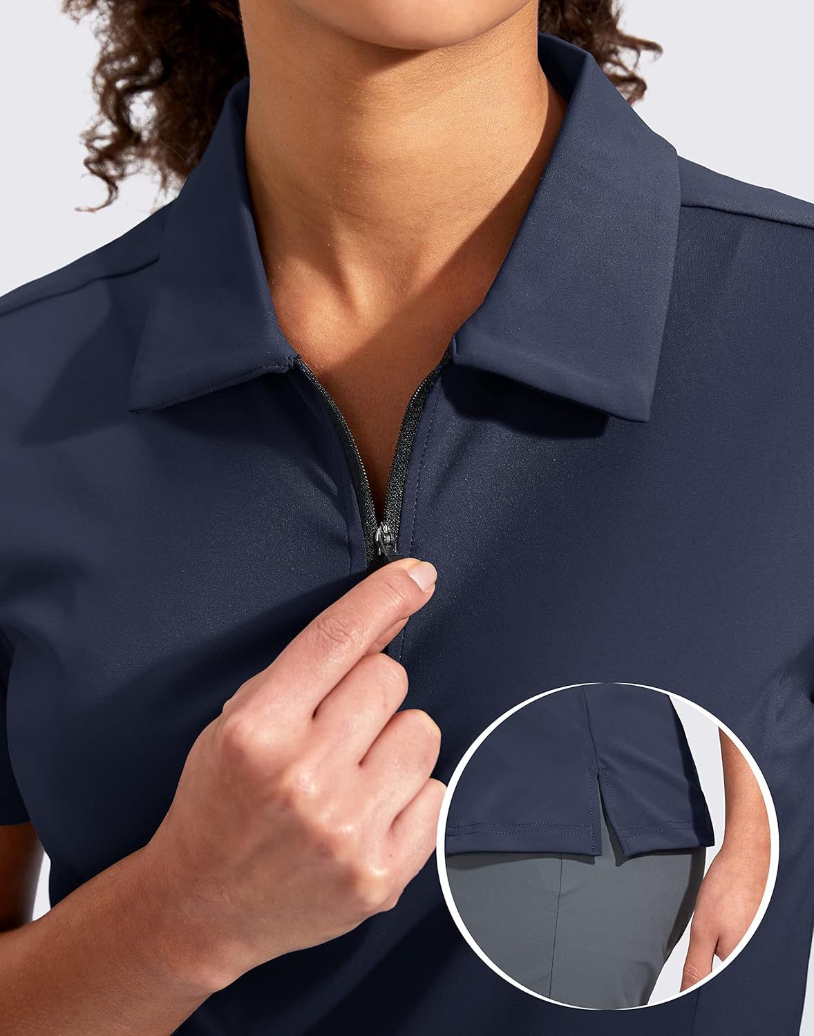 Women's Golf Shirt Short Sleeve with Zip Up Quick Dry Stretch Tennis Collared Polo Shirts for Women Golf Clothes