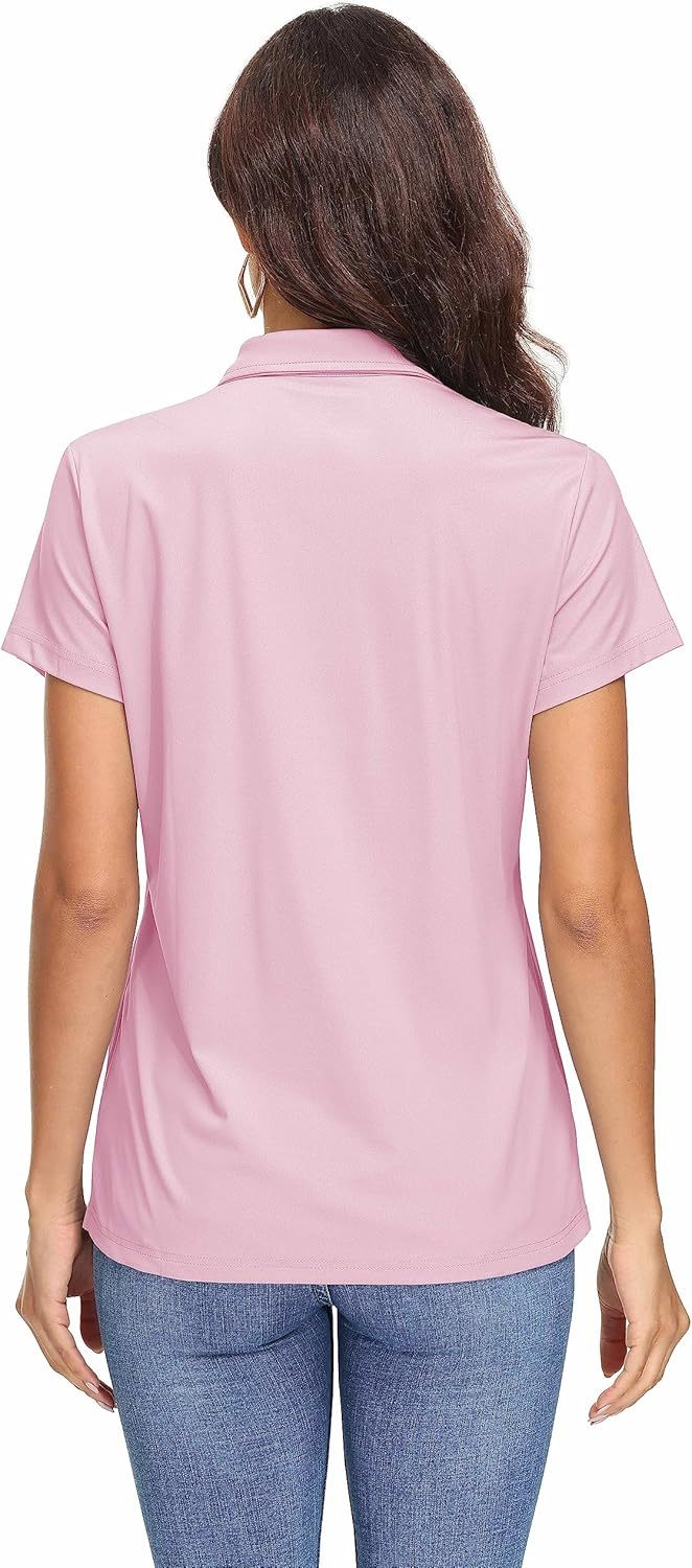 Women's Polo Shirts UPF 50+ Sun Protection 4 Buttons Casual Work Quick Dry Short Sleeve Collared Golf Shirt