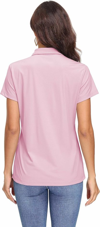 Women's Polo Shirts UPF 50+ Sun Protection 4 Buttons Casual Work Quick Dry Short Sleeve Collared Golf Shirt