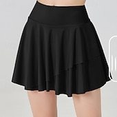 US Open Women's Solid Colored Tennis Skirts with Shorts Layered UPF50+ Moisture Wicking Tennis Golf Pickleball Black White Yellow Tennis Clothing
