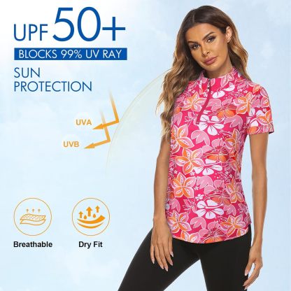 Women's Long Sleeve Golf Tennis Polo Shirts UPF50+ Half Zip Dry Fit Workout Tops Athletic Shirt