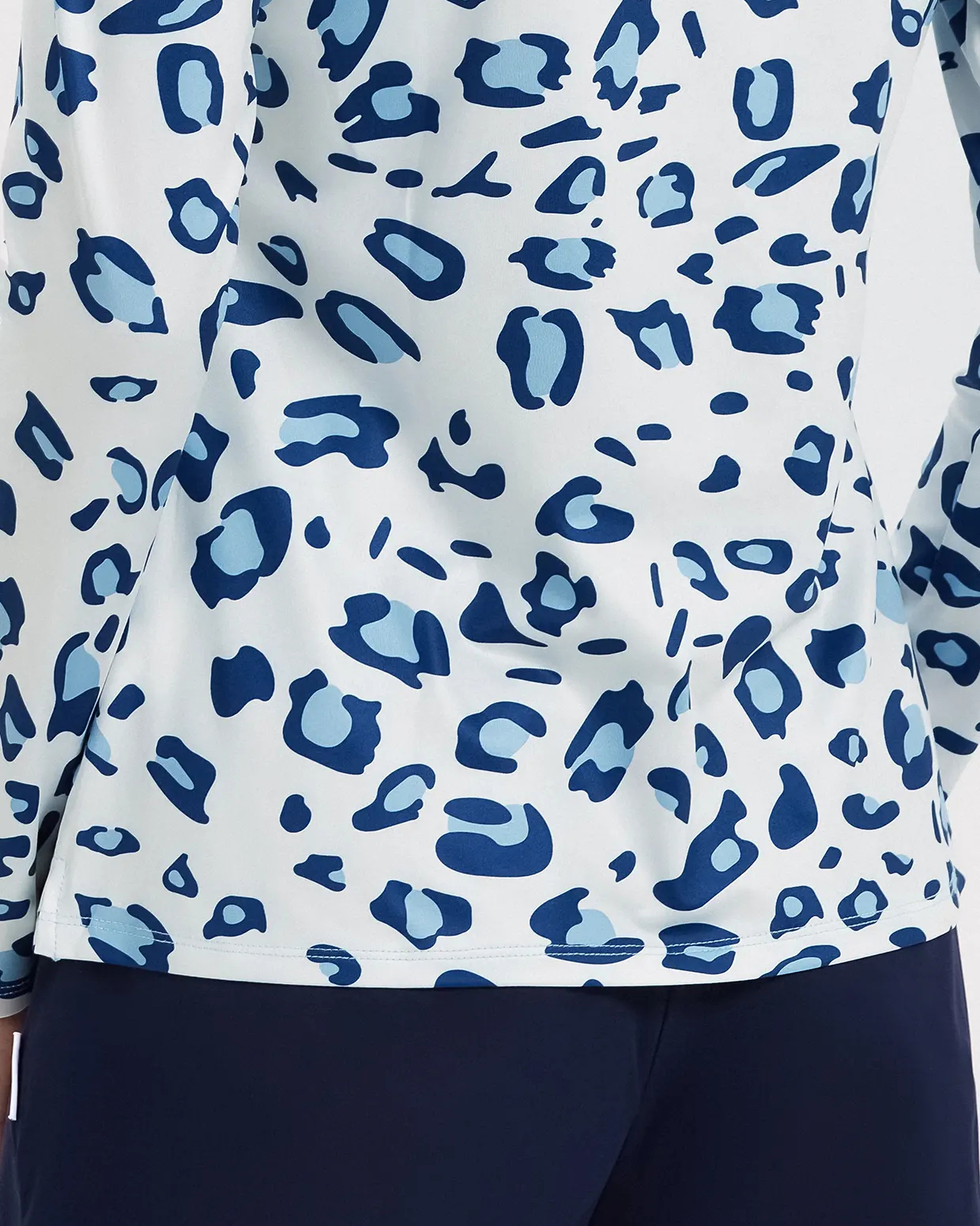 Women's Blue Leopard Quarter Zip Long Sleeve Golf Shirt