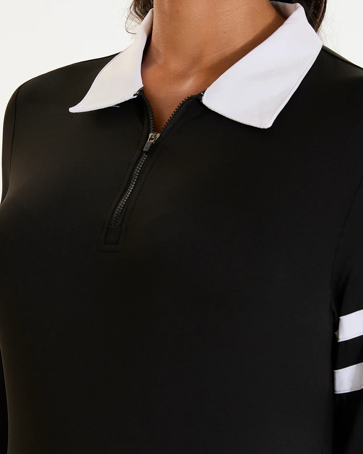 Women's Golf Black Long Sleeve Classic Quarter Zip Golf Polo Shirt