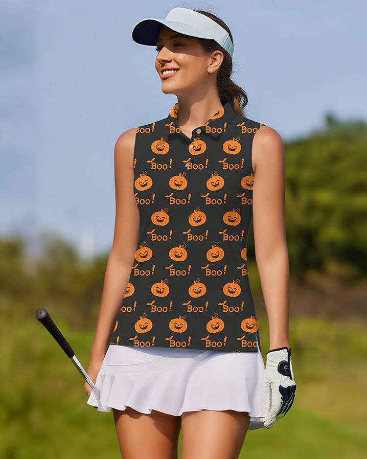 Halloween Women's Casual Sports Simple Graphic Sleeveless Polo Shirt UPF50+