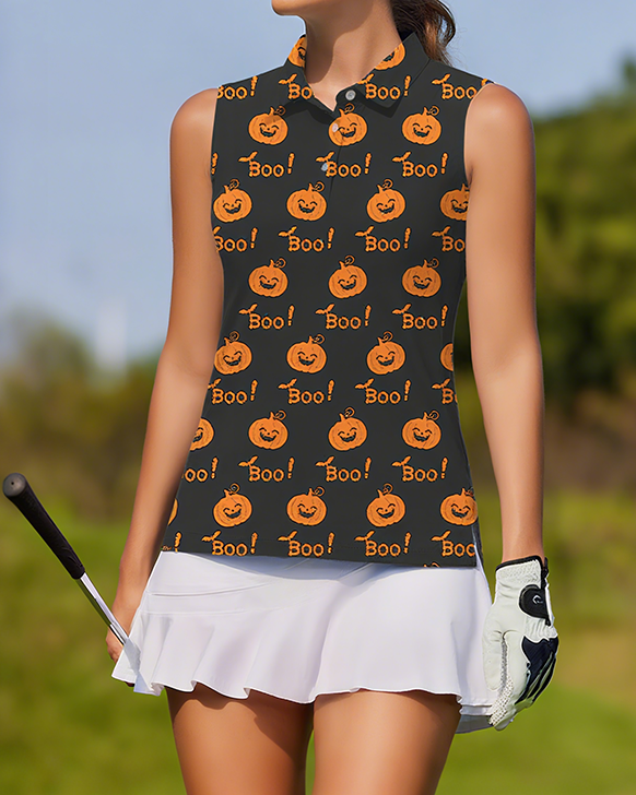 Halloween Women's Casual Sports Simple Graphic Sleeveless Polo Shirt UPF50+