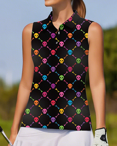 Halloween Women's Casual Sports Simple Graphic Sleeveless Polo Shirt UPF50+