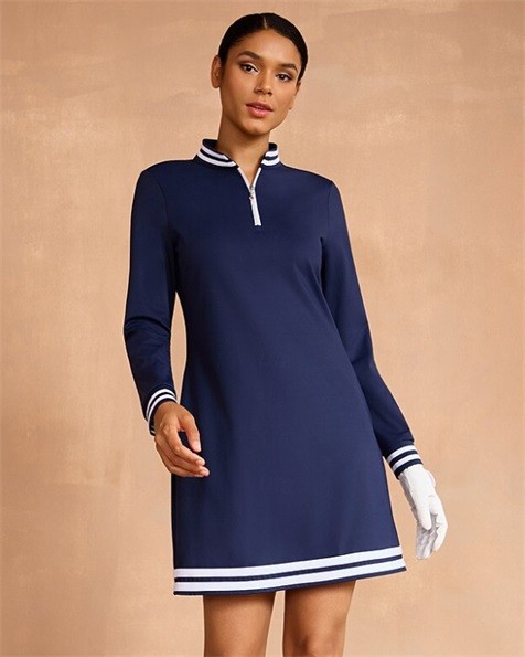 Fungolfs Fashion Gradient Polka Dot Simple Long Sleeve Dress With Pockets