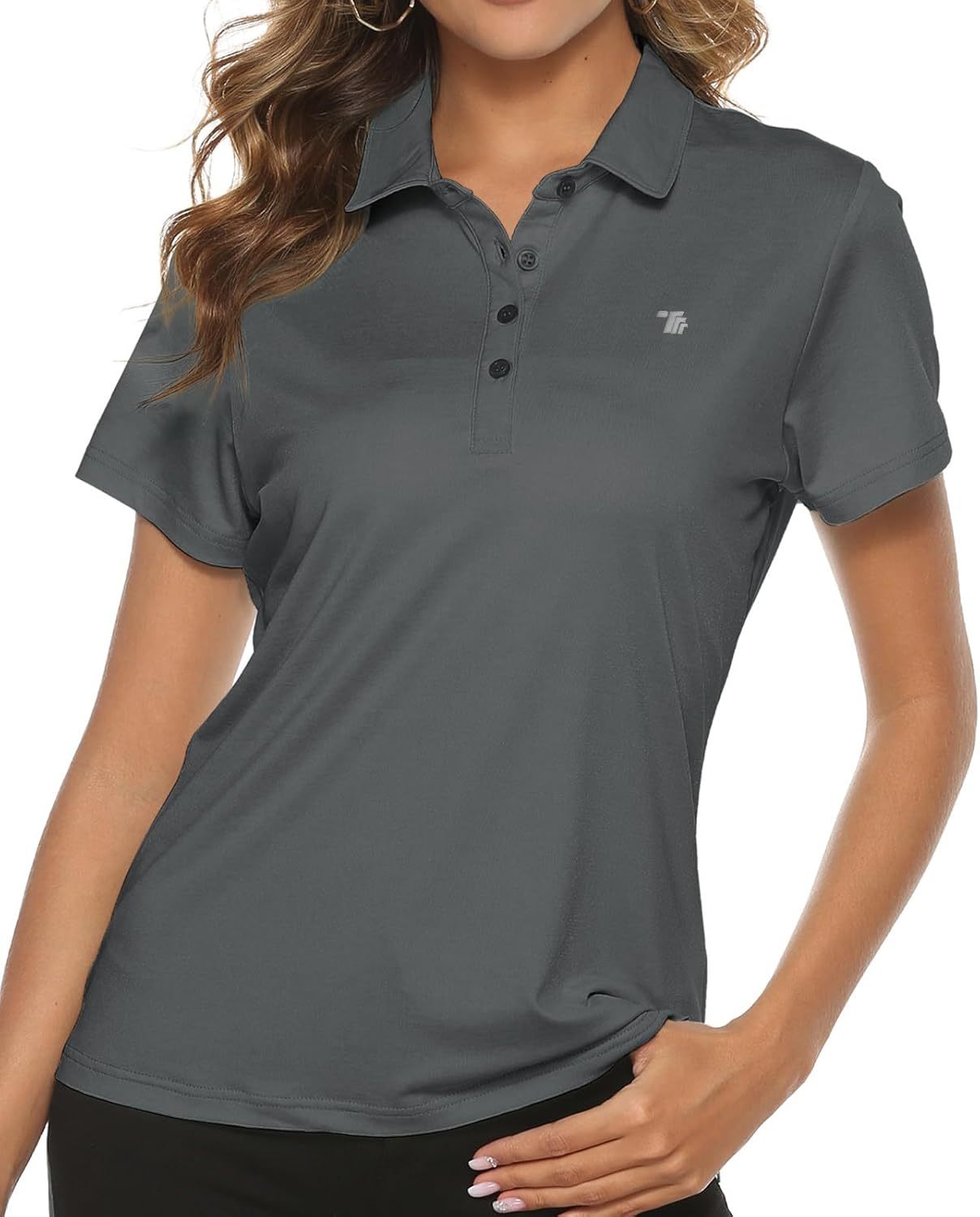 Women's Golf Polo Short Sleeve Shirts Lightweight Moisture Wicking Collared T Shirt Quick Dry 4-Button