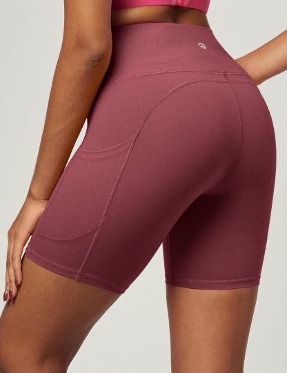 IUGA Biker Shorts Women 6" Tummy Control Workout Shorts Women with Pockets High Waisted Yoga Running Gym Spandex Compression