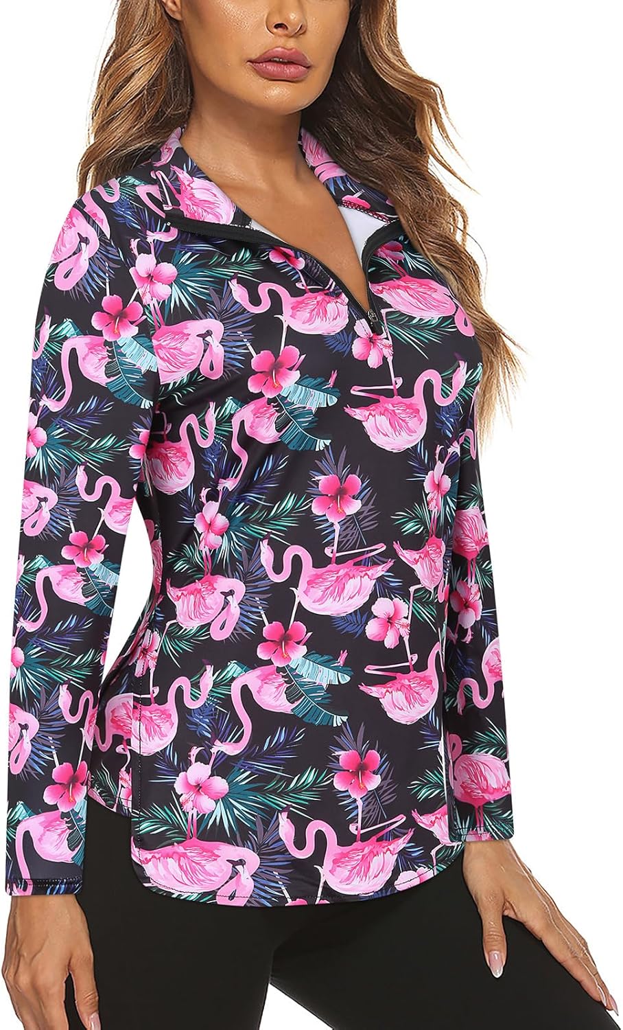 Women's Long Sleeve Golf Tennis Polo Shirts UPF50+ Half Zip Dry Fit Workout Tops Athletic Shirt