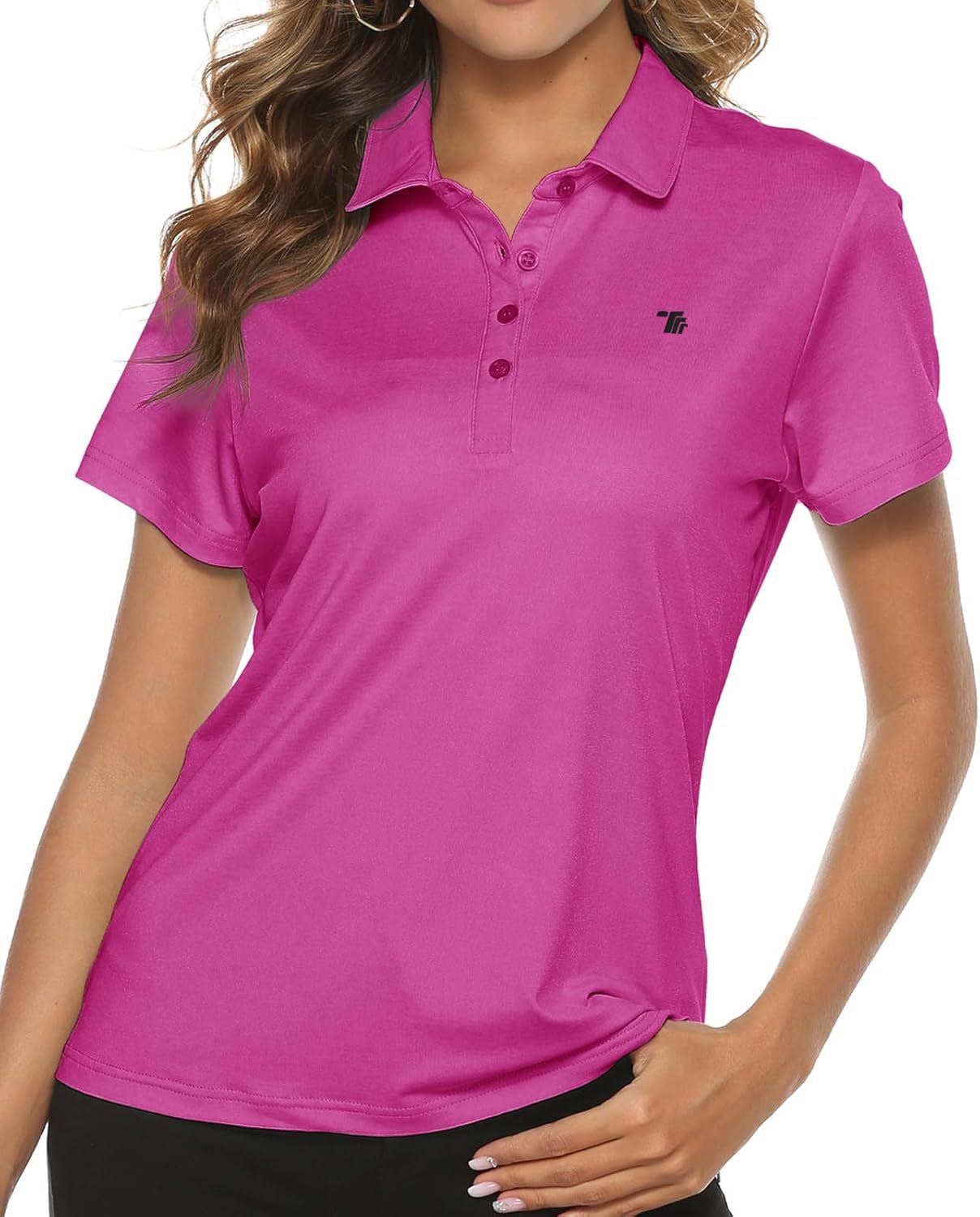 Women's Golf Polo Short Sleeve Shirts Lightweight Moisture Wicking Collared T Shirt Quick Dry 4-Button