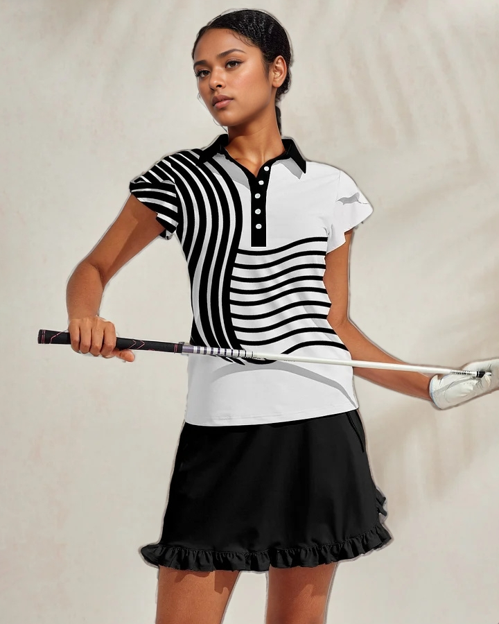 Fungolfs Playful Nautical Ruffle Sleeve Polo Top UPF50+
