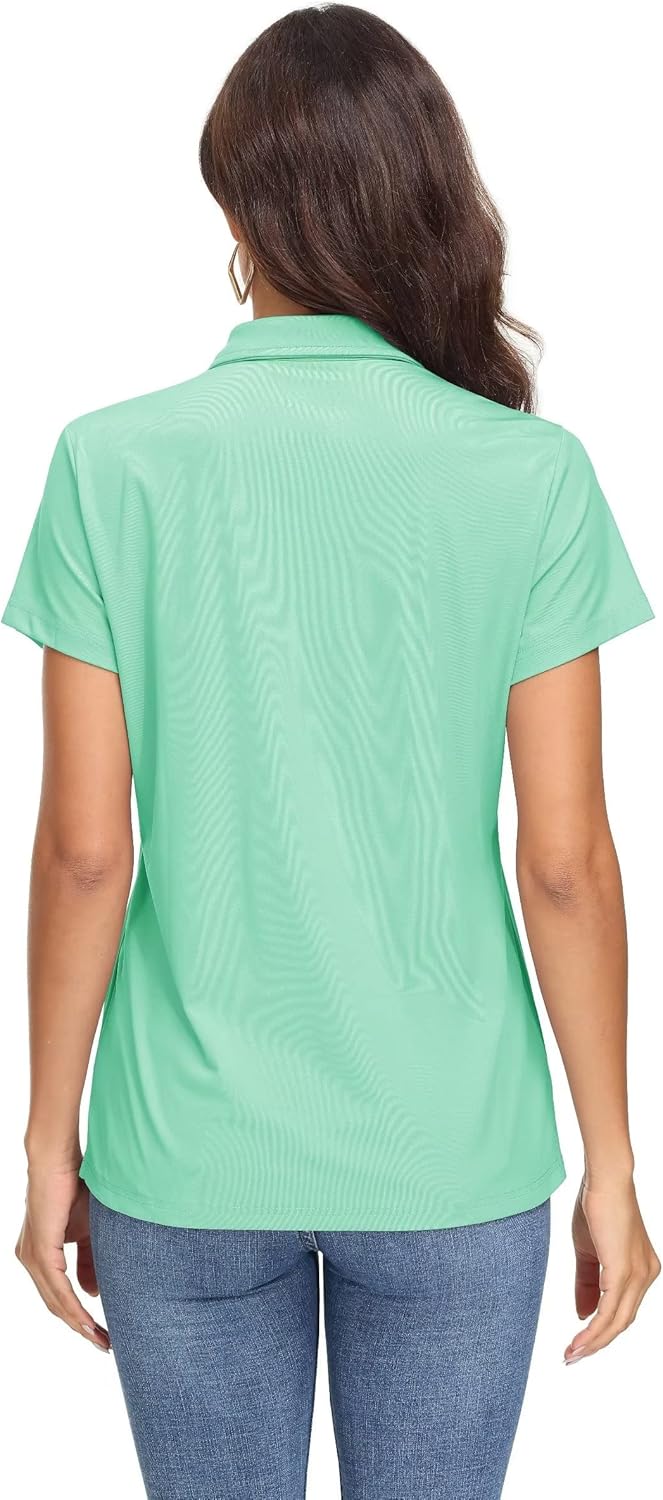 Women's Polo Shirts UPF 50+ Sun Protection 4 Buttons Casual Work Quick Dry Short Sleeve Collared Golf Shirt