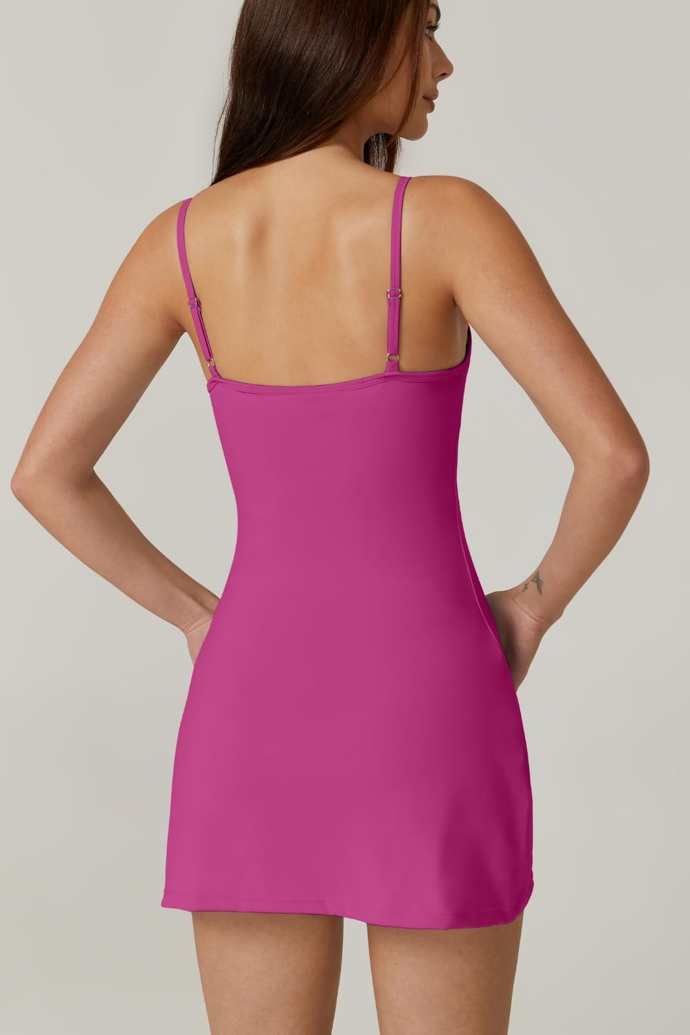 Womens Spaghetti Strap Tennis Dress with Shorts Workout Side Slit Active Golf Dresses