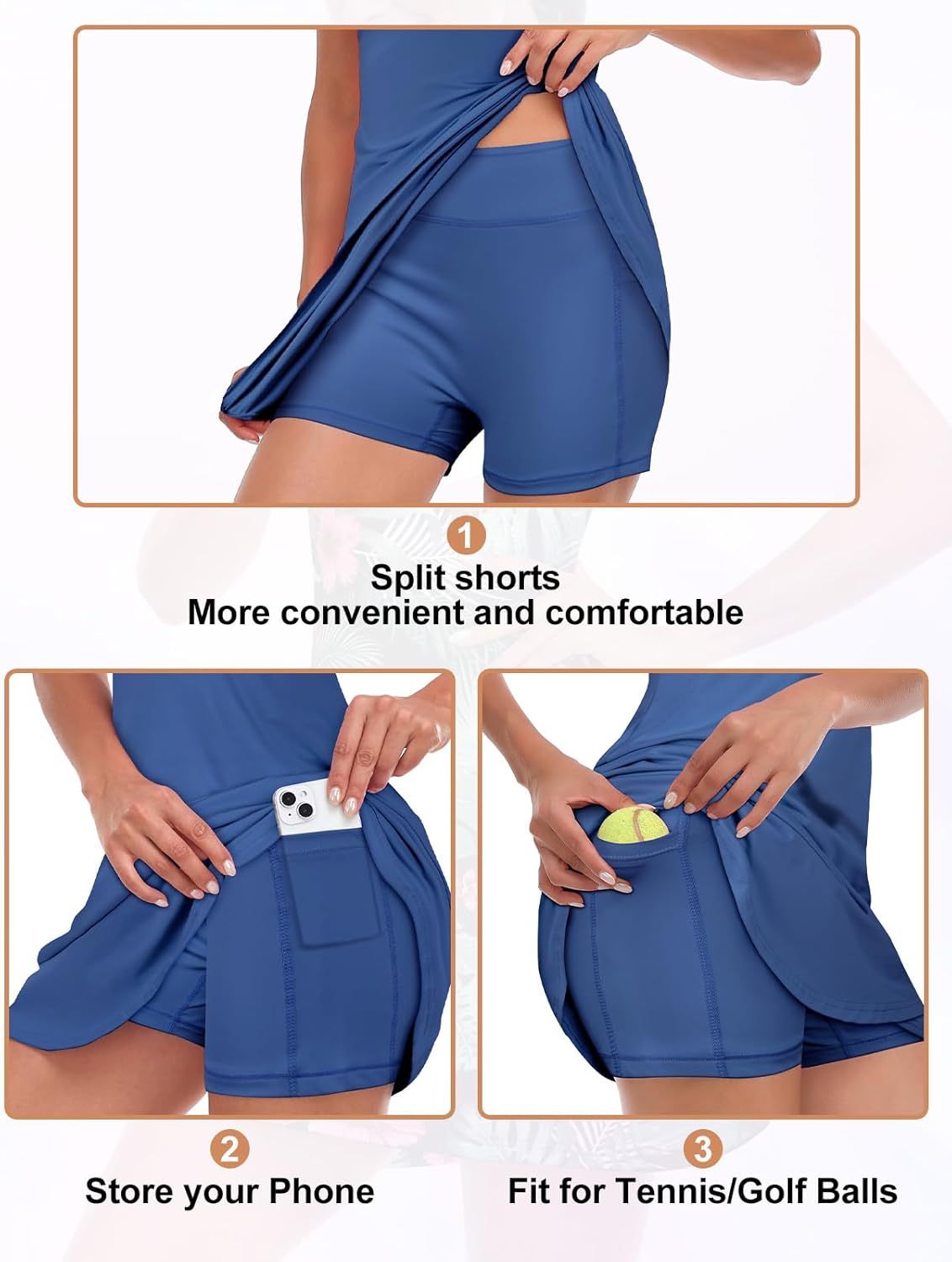 Tennis Dress for Women Sleeveless Golf Dresses with Shorts and Pockets Ruffle Zip Up Stand Collar Golf Outfits