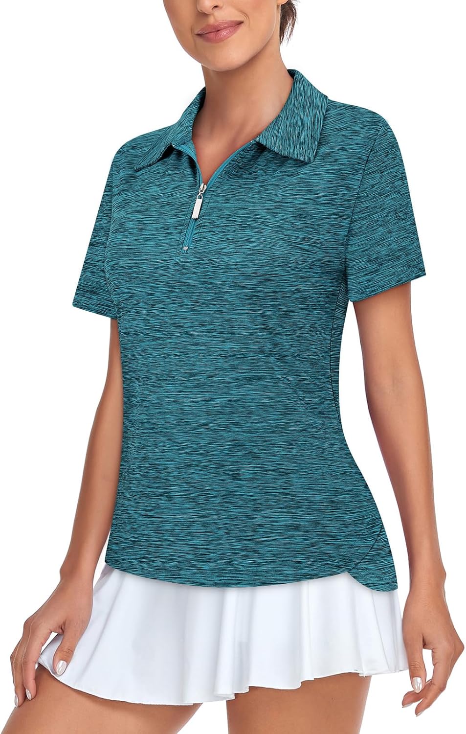 Women's Golf Polo Shirts Short Sleeve Quarter Zip Pullover Moisture Wicking Workout Tops