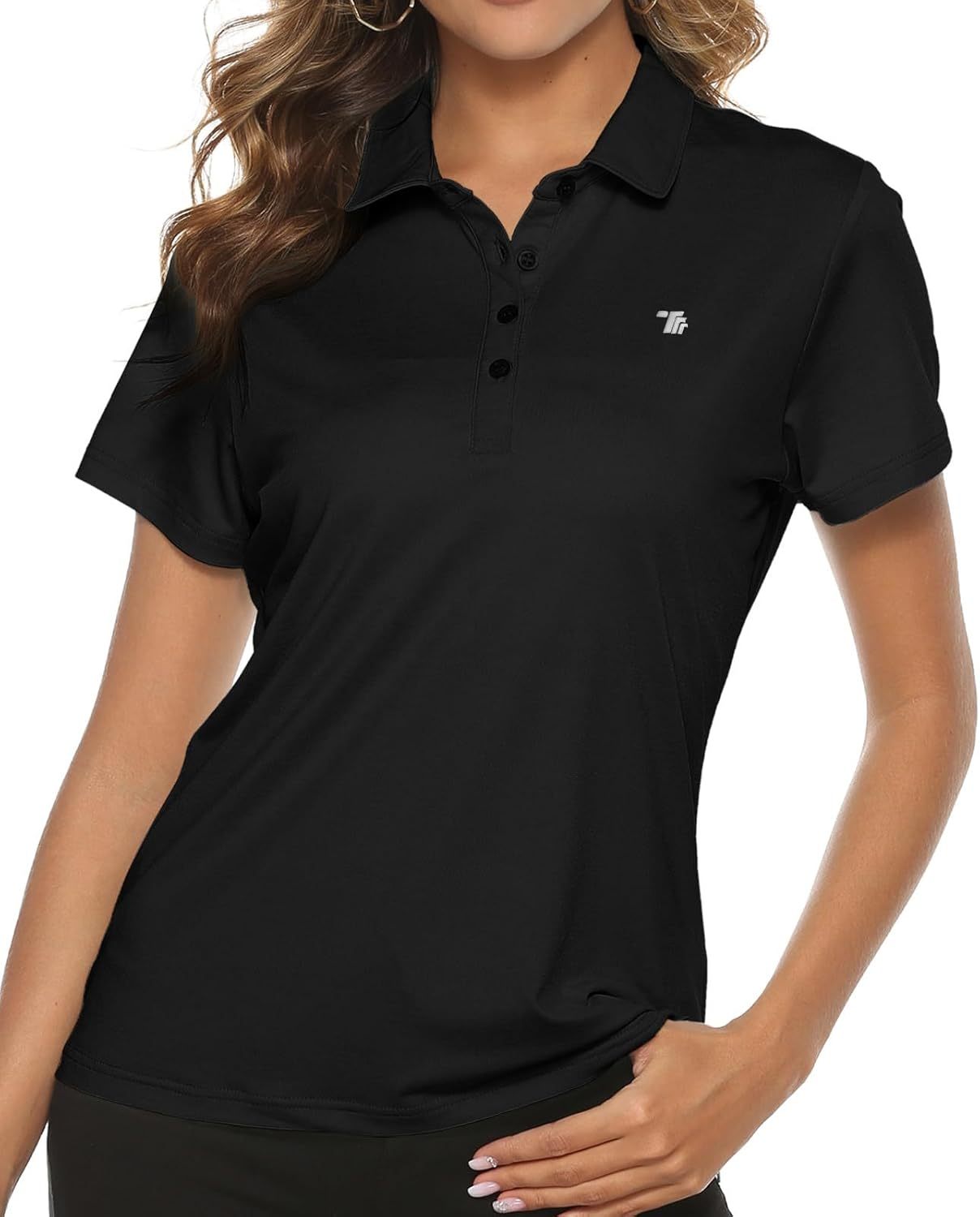 Women's Golf Polo Short Sleeve Shirts Lightweight Moisture Wicking Collared T Shirt Quick Dry 4-Button