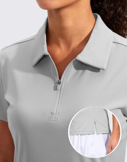 Women's Golf Shirt Short Sleeve with Zip Up Quick Dry Stretch Tennis Collared Polo Shirts for Women Golf Clothes