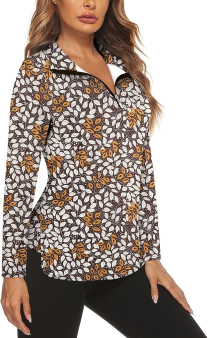 Women's Long Sleeve Golf Tennis Polo Shirts UPF50+ Half Zip Dry Fit Workout Tops Athletic Shirt