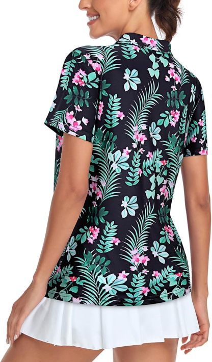 Women's Golf Polo Shirts Short Sleeve Quarter Zip Pullover Moisture Wicking Workout Tops