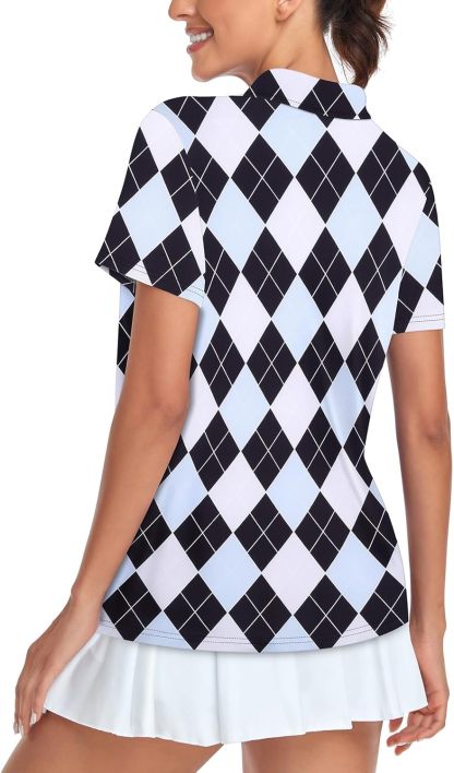 Women's Golf Polo Shirts Short Sleeve Quarter Zip Pullover Moisture Wicking Workout Tops