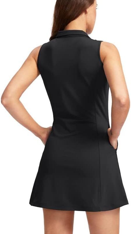Women's Tennis Golf Dress with Shorts Active Exercise Workout Sports Athletic Dresses for Women with Zipper Pockets