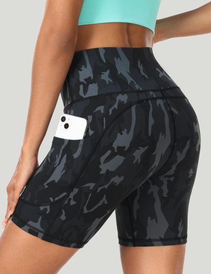 IUGA Biker Shorts Women 6" Tummy Control Workout Shorts Women with Pockets High Waisted Yoga Running Gym Spandex Compression