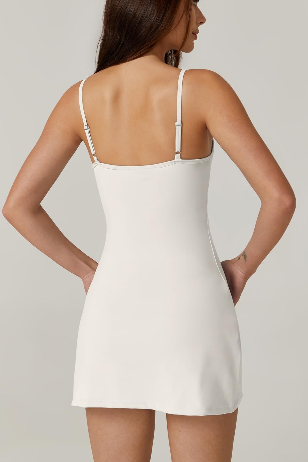 Womens Spaghetti Strap Tennis Dress with Shorts Workout Side Slit Active Golf Dresses