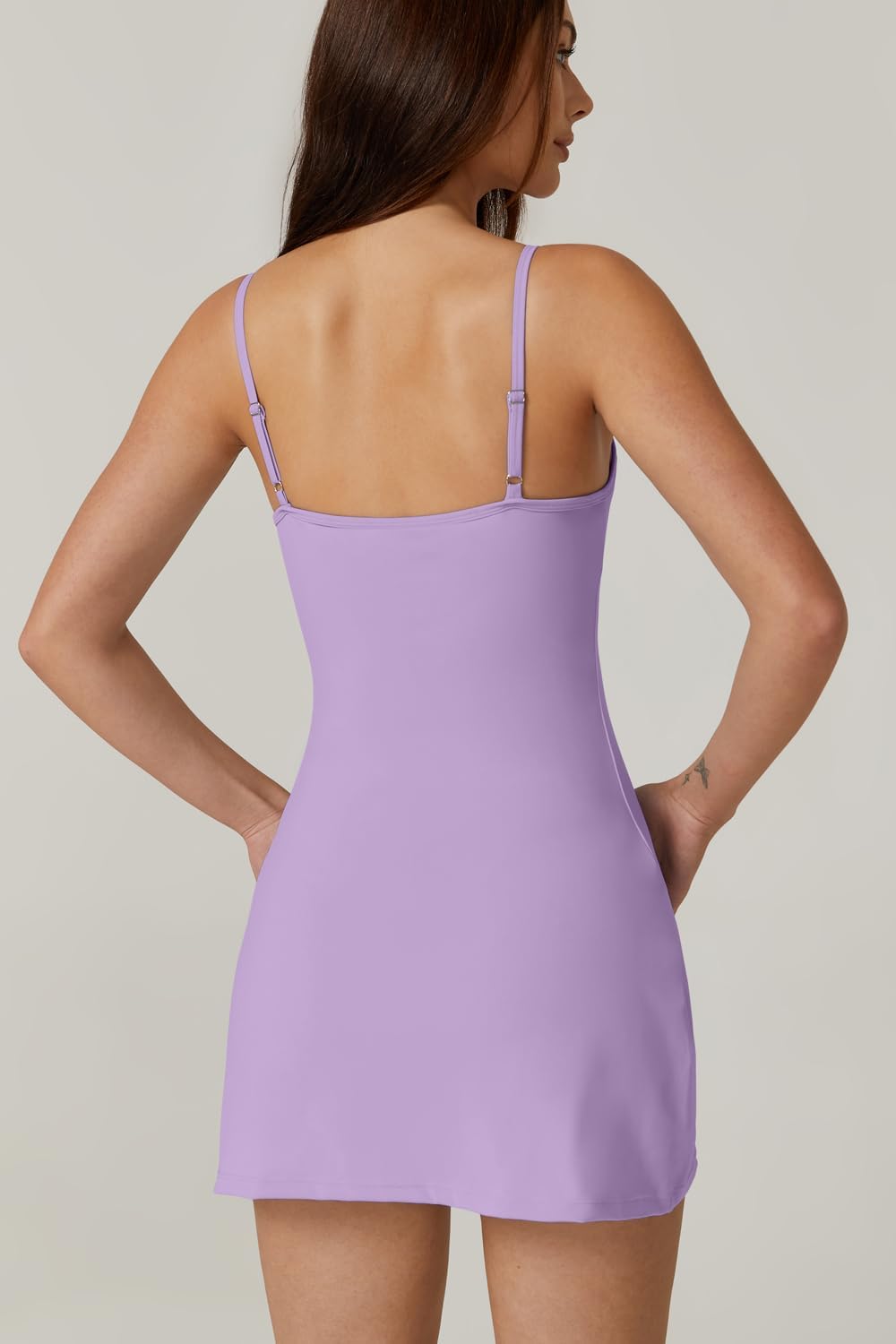 Womens Spaghetti Strap Tennis Dress with Shorts Workout Side Slit Active Golf Dresses