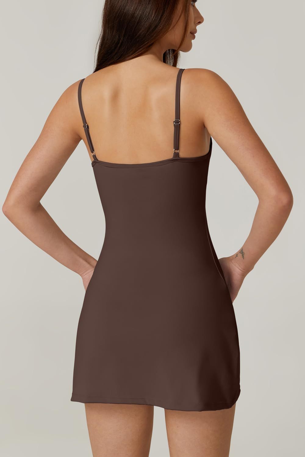 Womens Spaghetti Strap Tennis Dress with Shorts Workout Side Slit Active Golf Dresses